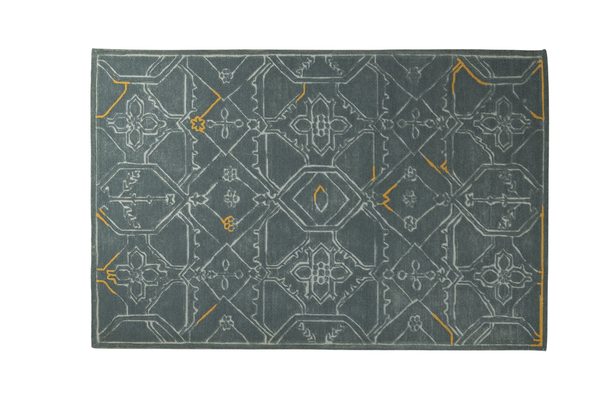 Vintage Lattice Glow - Handcrafted Wool Carpet - 100 % Wool - 8*5 ft