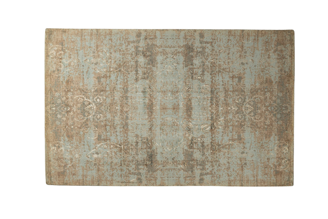 Rustic Aqua Patina - Handcrafted Wool Carpet - 100 % Wool - 8*5 ft
