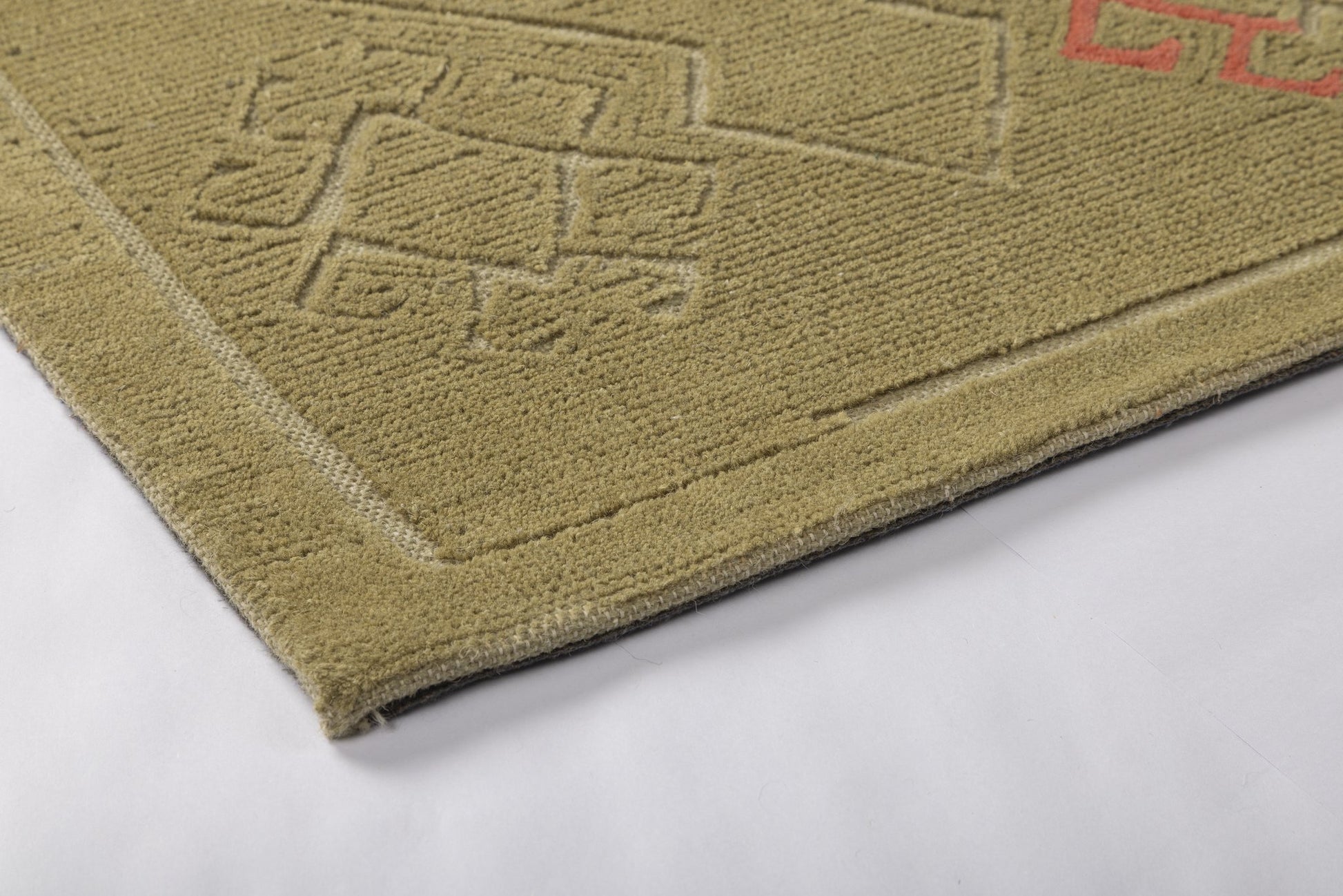 Olive Heritage Grid - Handcrafted Wool Carpet - 100 % Wool - 8*5 ft