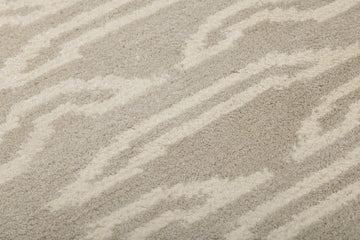 Ivory Ripple Flow - Handcrafted Wool Carpet - 100 % Wool - 8*5 ft