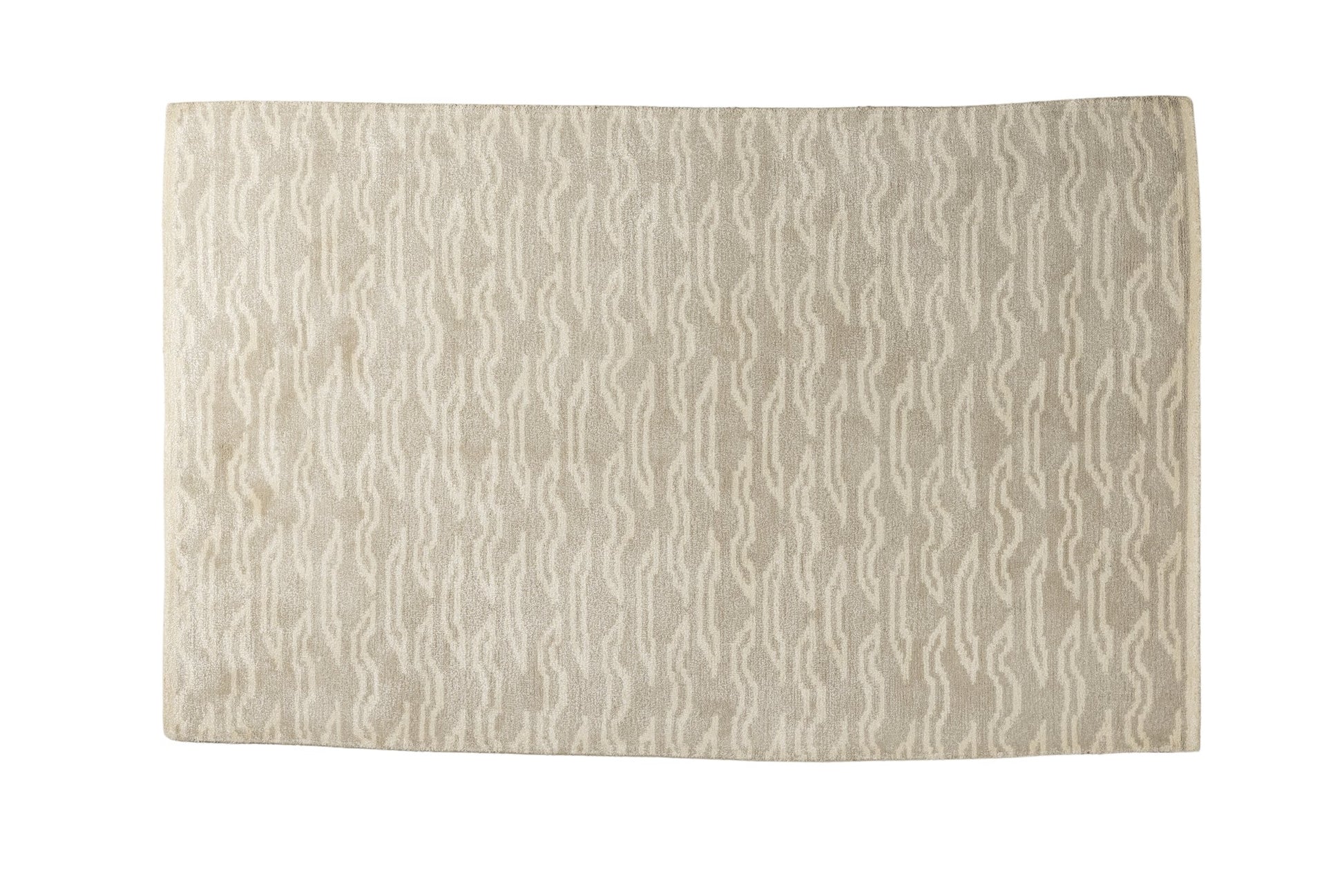 Ivory Ripple Flow - Handcrafted Wool Carpet - 100 % Wool - 8*5 ft