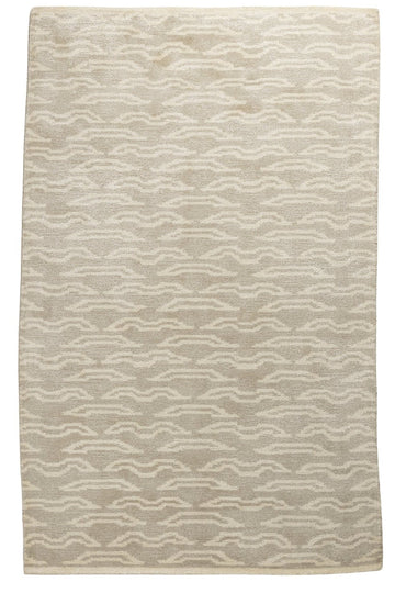 Ivory Ripple Flow - Handcrafted Wool Carpet - 100 % Wool - 8*5 ft