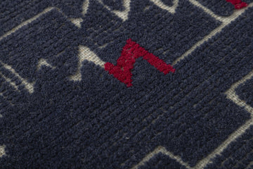 Indigo Tribal Crest - Handcrafted Wool Carpet - 100 % Wool - 8*5 ft