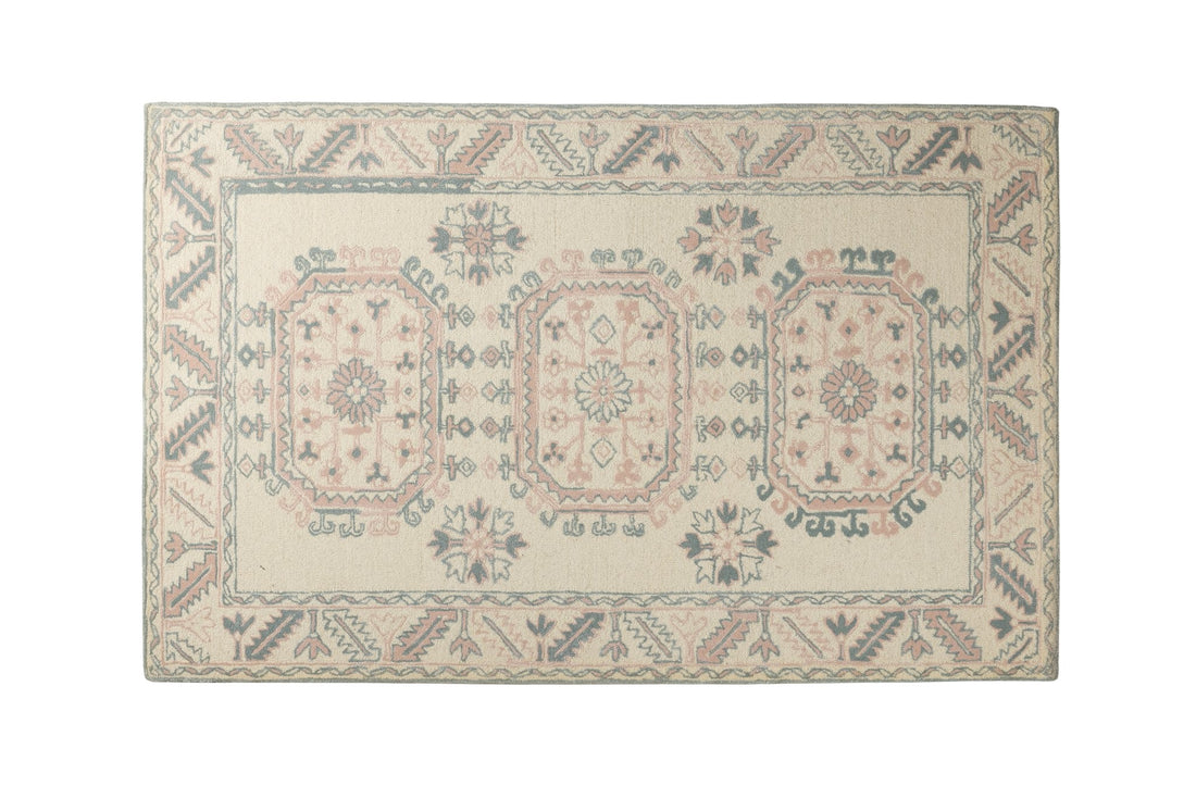 Pastel Heritage Panels - Handcrafted Wool Carpet - 100 % Wool - 8*5 ft