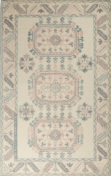 Pastel Heritage Panels - Handcrafted Wool Carpet - 100 % Wool - 8*5 ft