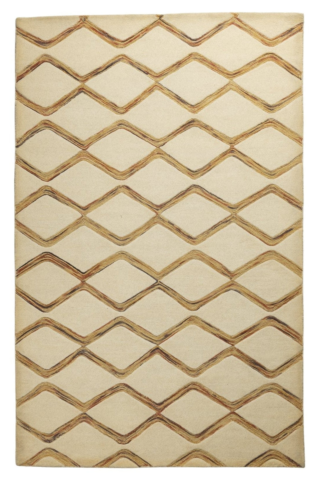 Amber Lattice Lines - Handcrafted Wool Carpet - 100 % Wool - 8*5 ft