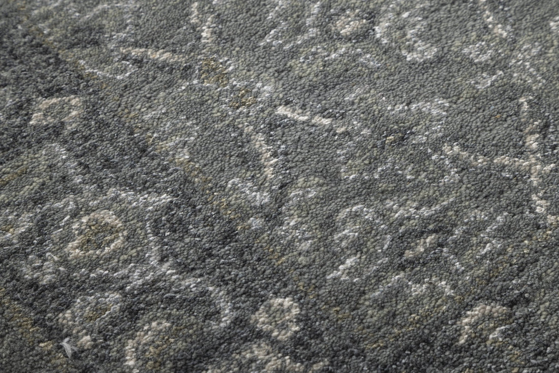 Charcoal Garden Trellis - Handcrafted Wool Carpet - 100 % Wool - 8*5 ft