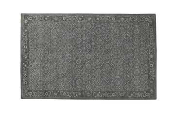 Charcoal Garden Trellis - Handcrafted Wool Carpet - 100 % Wool - 8*5 ft