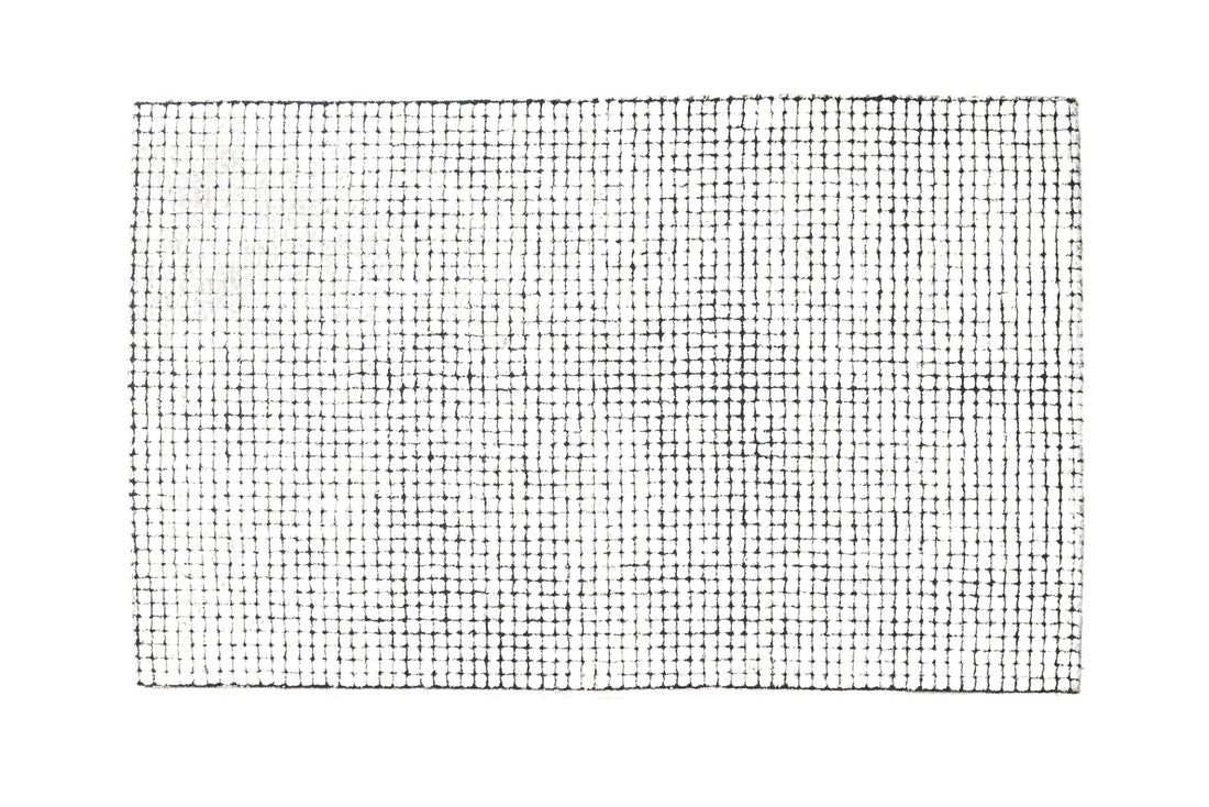 Ink Grid Whisper - Handcrafted Wool Carpet - 100 % Wool - 8*5 ft