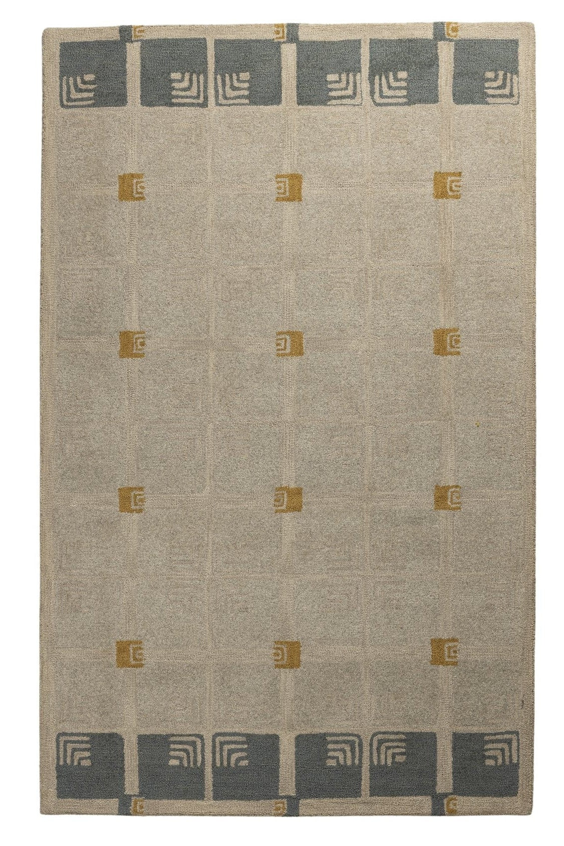 Borderline Blocks - Handcrafted Wool Carpet - 100 % Wool - 8*5 ft