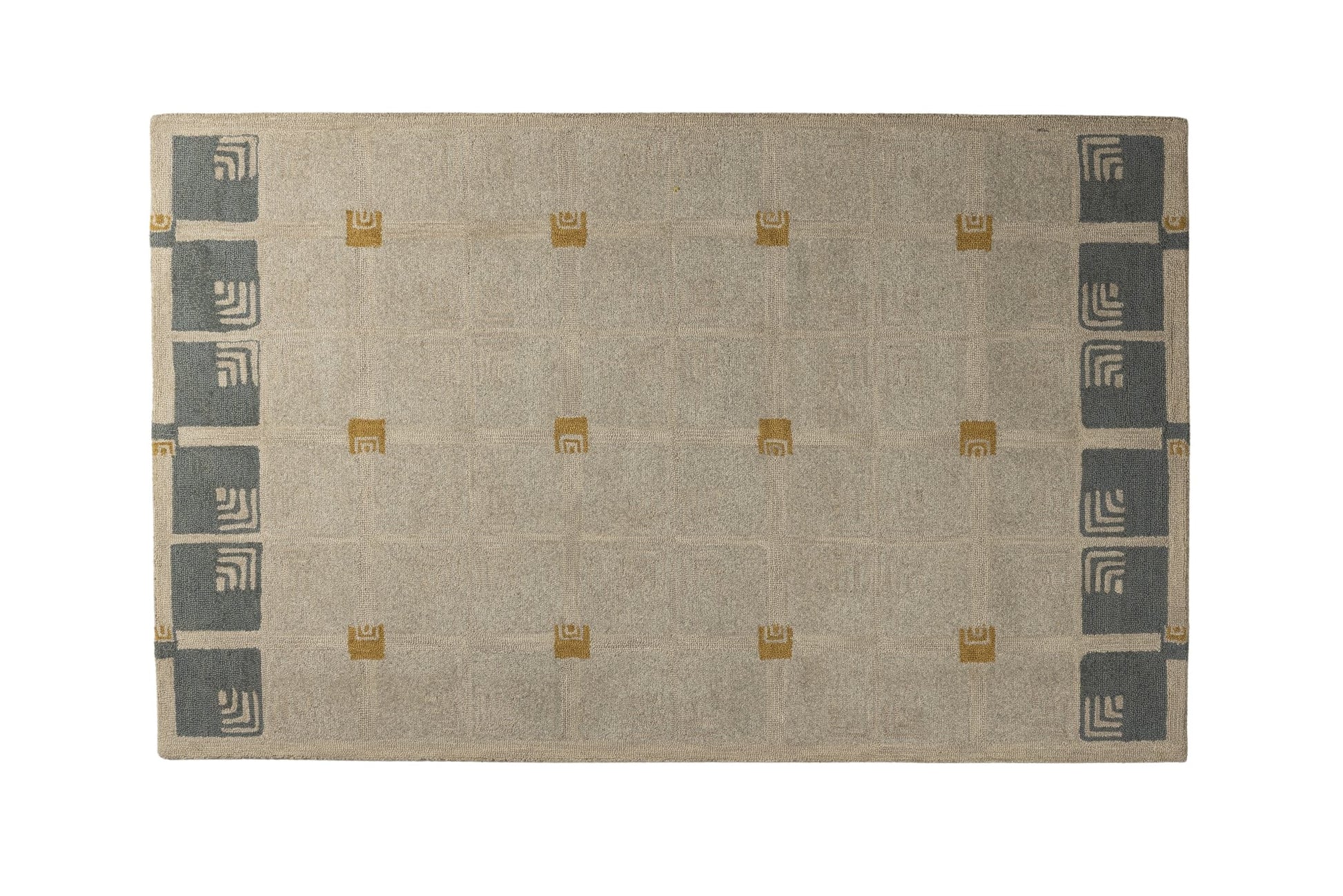Borderline Blocks - Handcrafted Wool Carpet - 100 % Wool - 8*5 ft