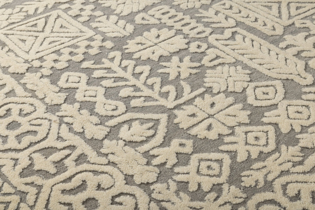 Folk Garden Frame - Handcrafted Wool Carpet - 100 % Wool - 8*5 ft