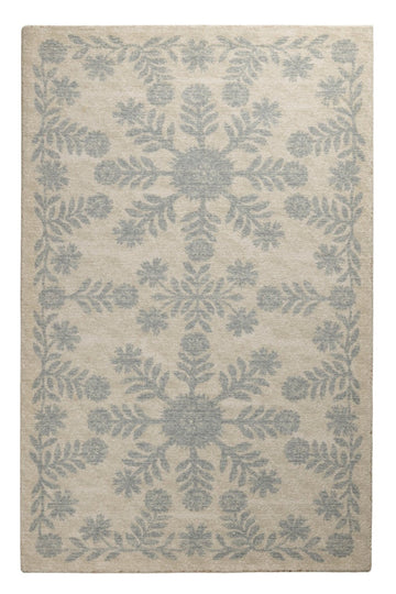 Blue Meadow Bloom - Handcrafted Wool Carpet - 100 % Wool - 8*5 ft
