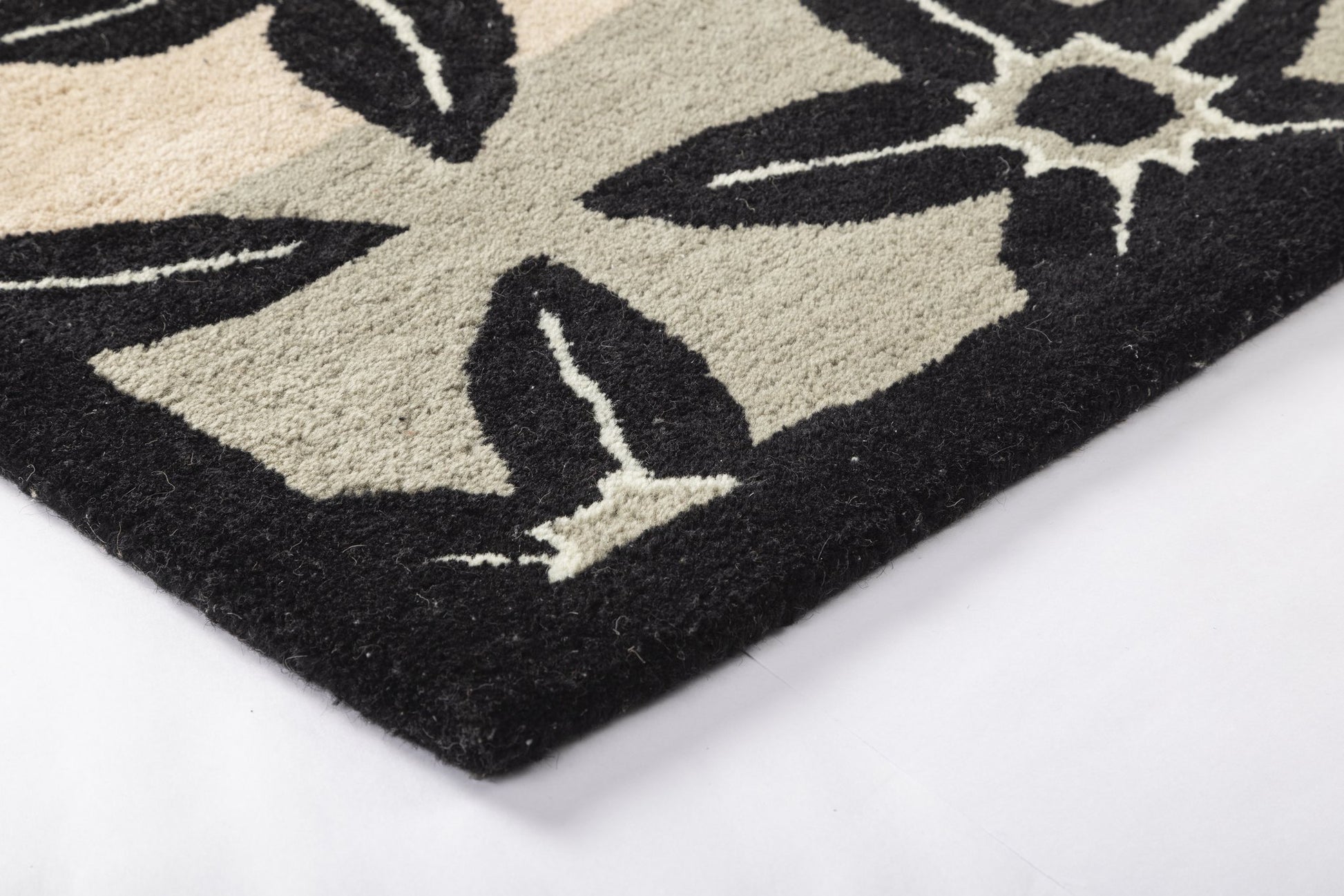 Midnight Bloom Tiles - Handcrafted Wool Carpet - 100 % Wool - 8*5 ft