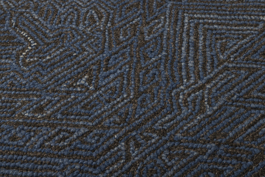 Indigo Maze - Handcrafted wool carpet - 100 % Wool - 8*5 ft