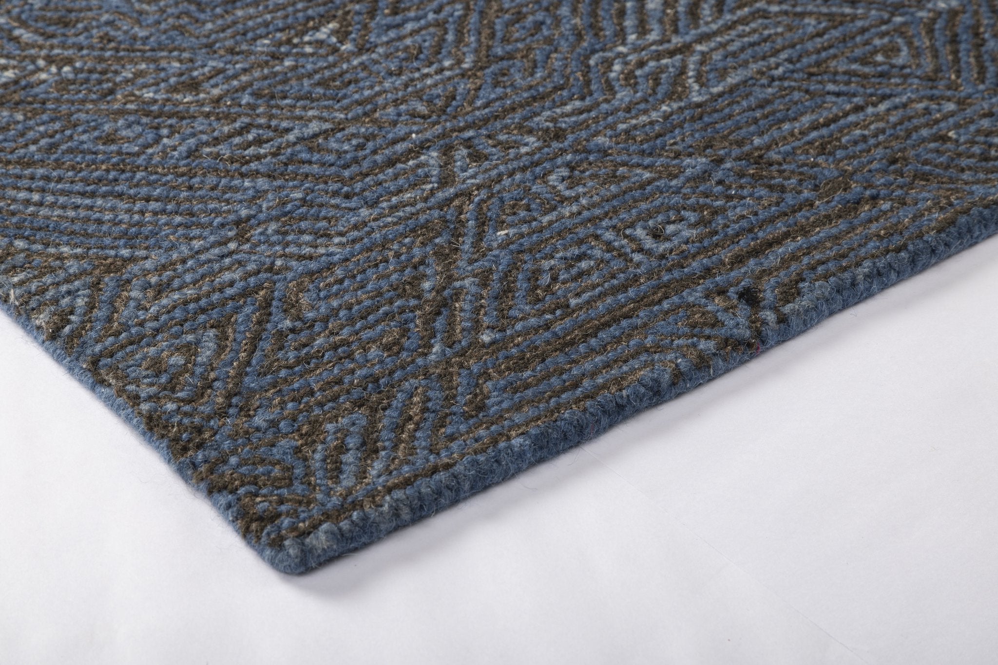Indigo Maze - Handcrafted wool carpet - 100 % Wool - 8*5 ft