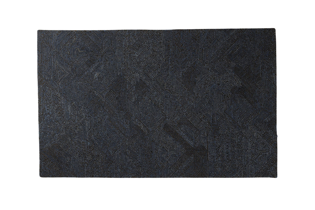 Indigo Maze - Handcrafted wool carpet - 100 % Wool - 8*5 ft