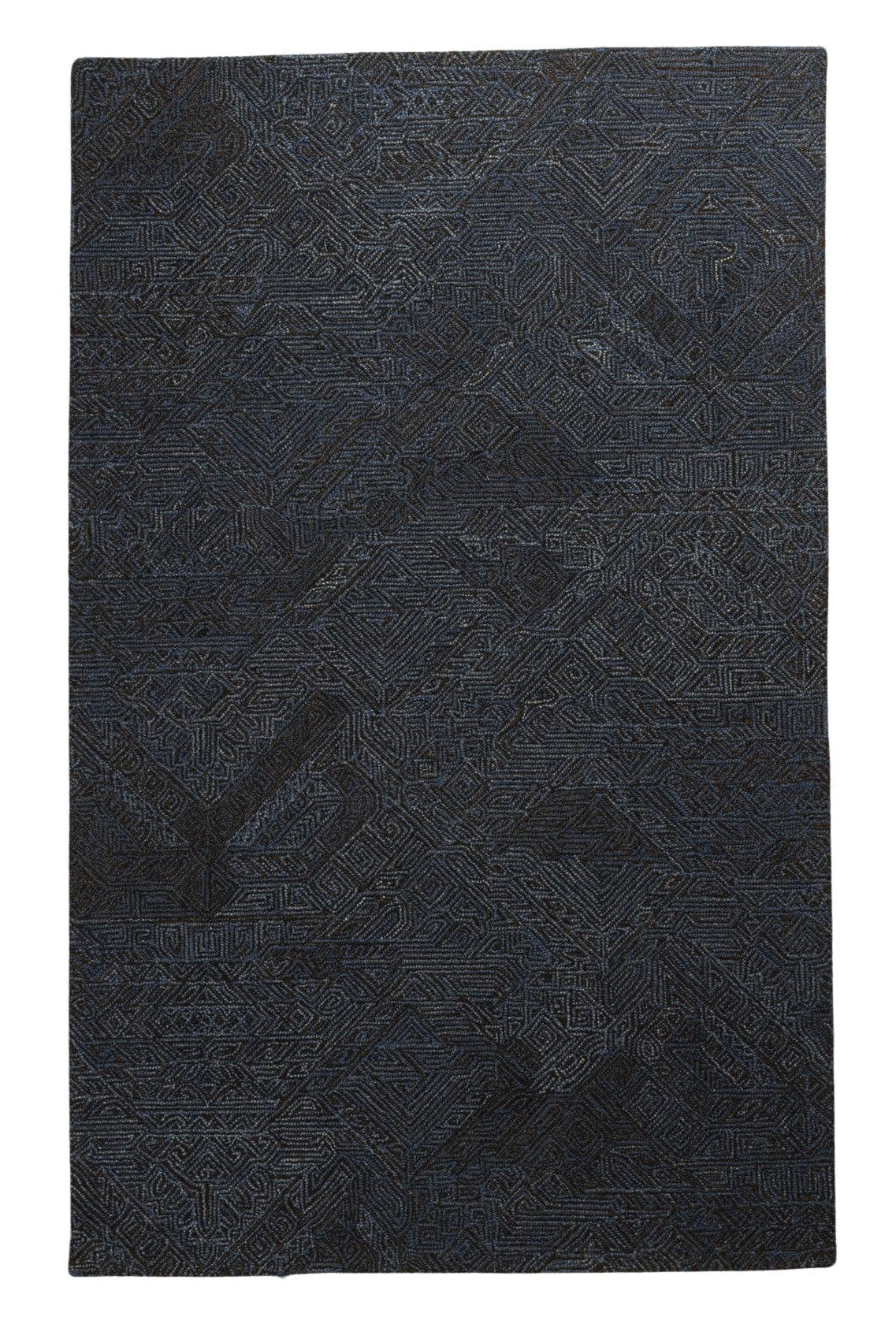 Indigo Maze - Handcrafted wool carpet - 100 % Wool - 8*5 ft