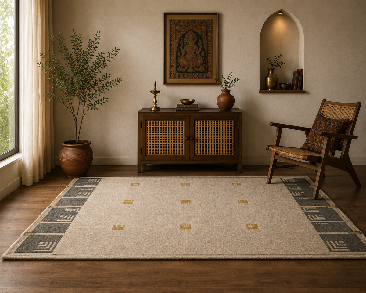 Borderline Blocks - Handcrafted Wool Carpet
