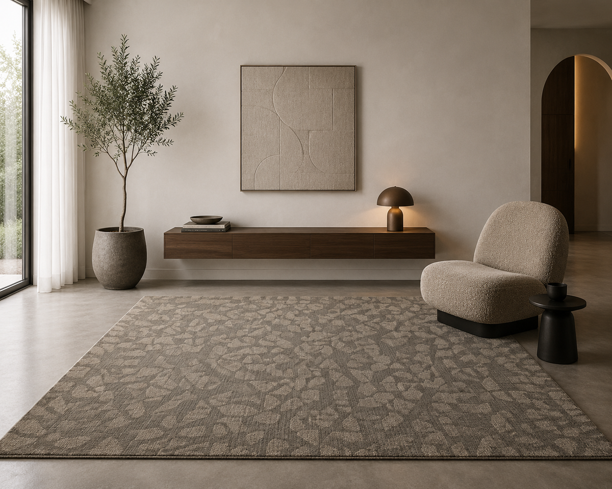 Stone Mosaic Grid - Handcrafted Wool Carpet