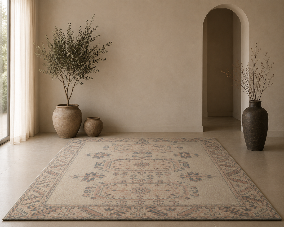 Pastel Heritage Panels - Handcrafted Wool Carpet
