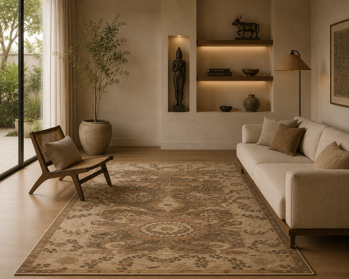 Autumn Garden Frame - Handcrafted Wool Carpet