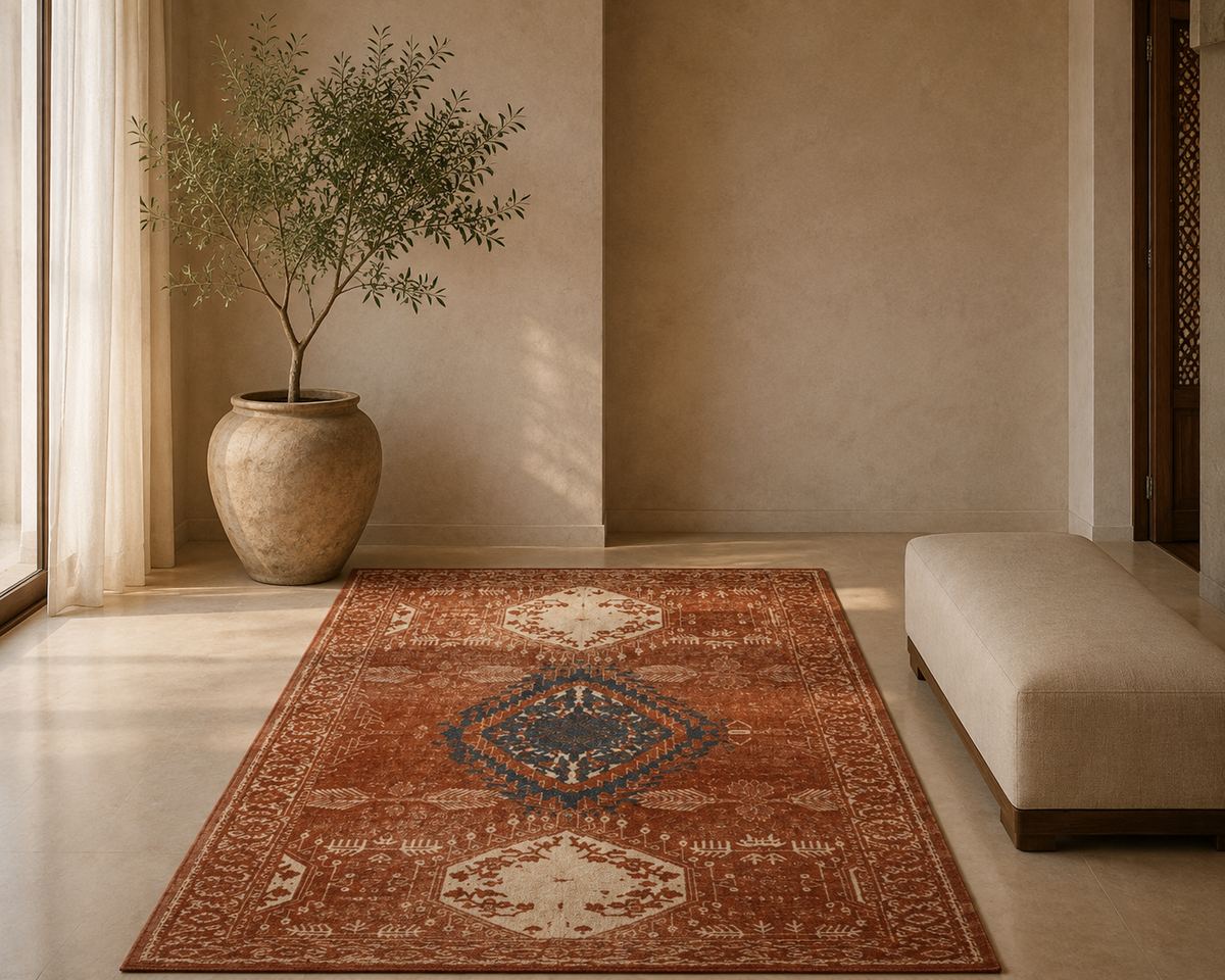 Desert Ember Medallion- Handcrafted Wool Carpet