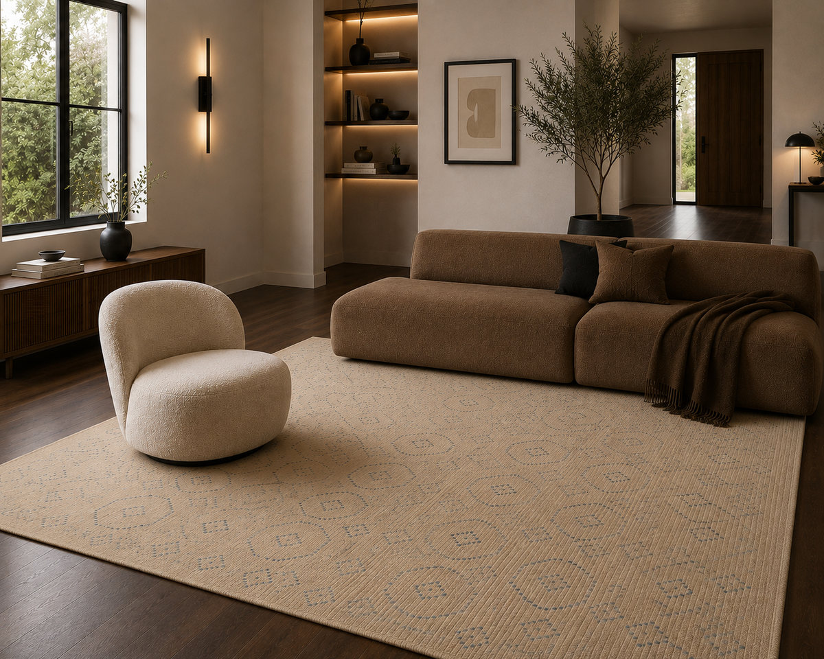 Indigo Dots -  Handcrafted Wool Carpet