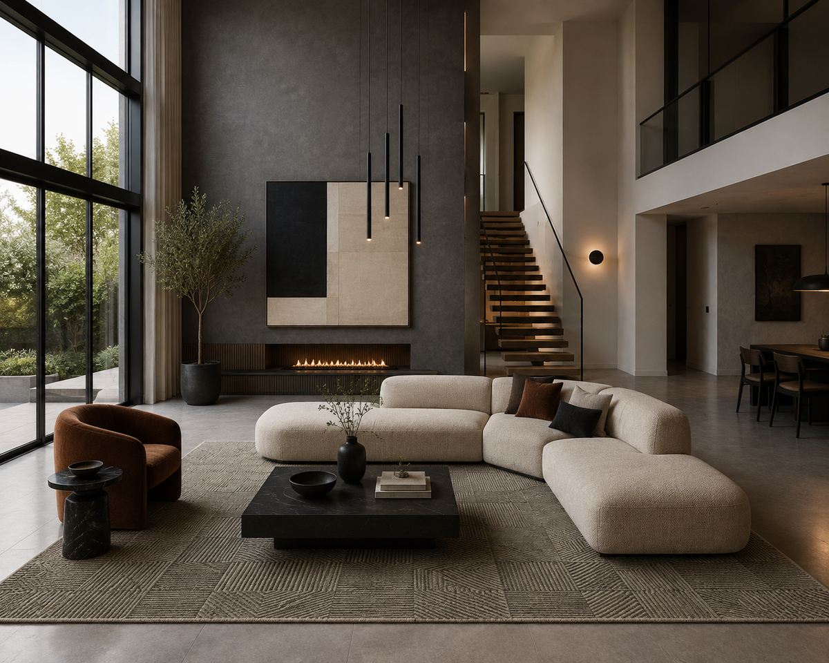 Grey Geo Blocks - Handcrafted Wool Carpet