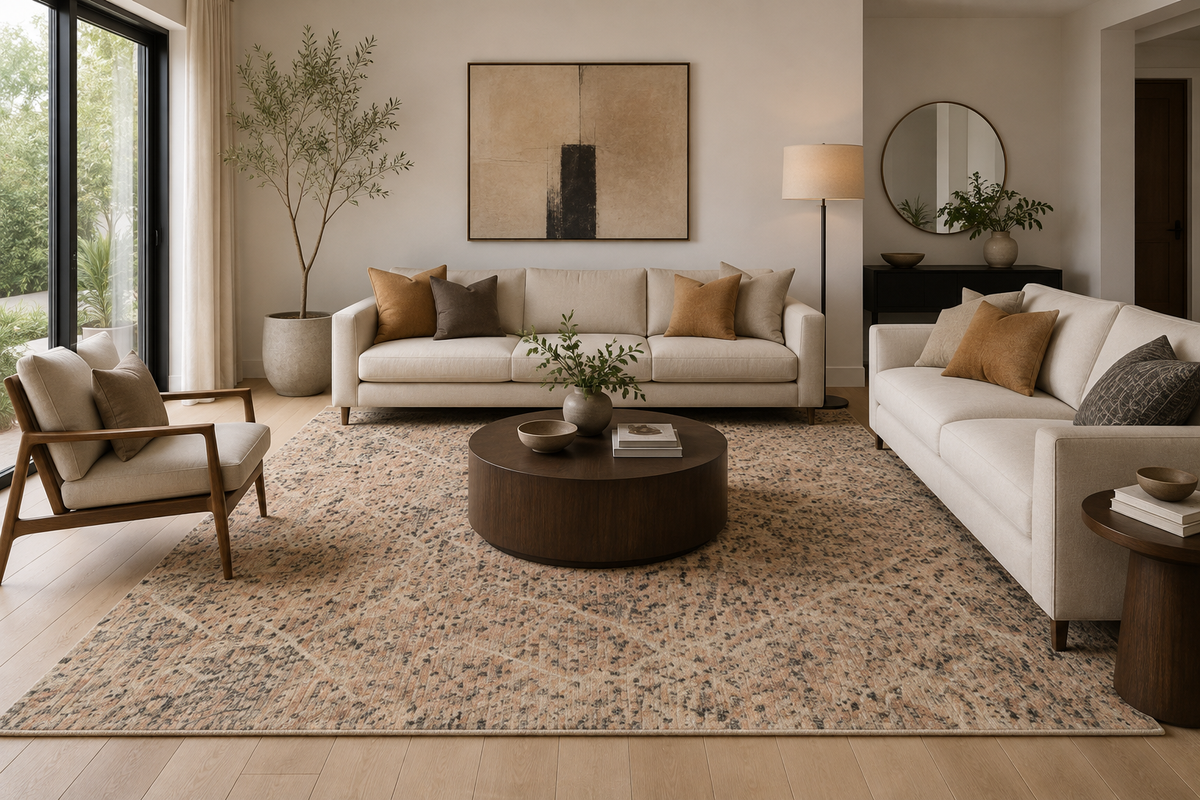 Blush Pixel - Handcrafted Wool Carpet