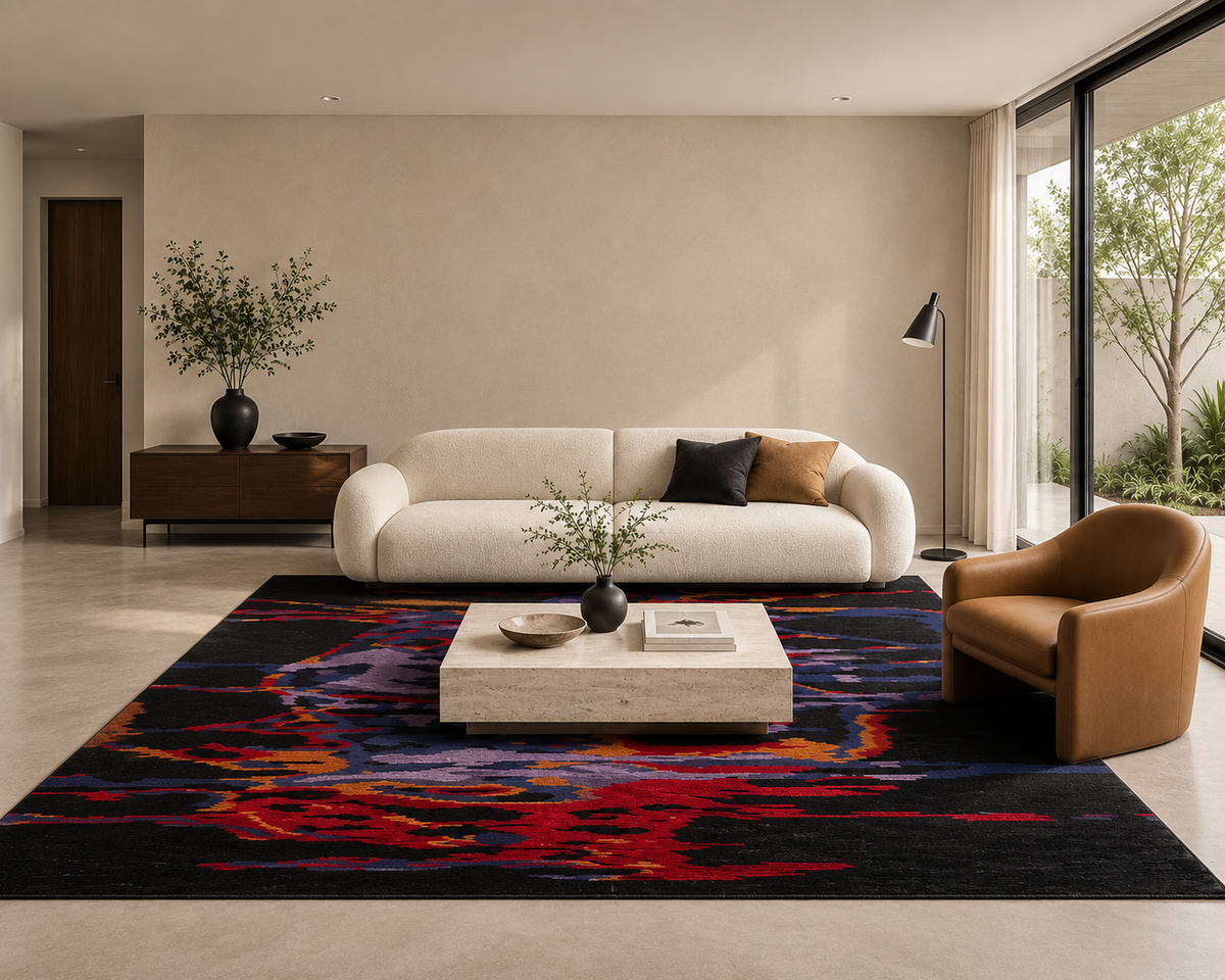 Midnight Pulse - Handcrafted Wool Carpet