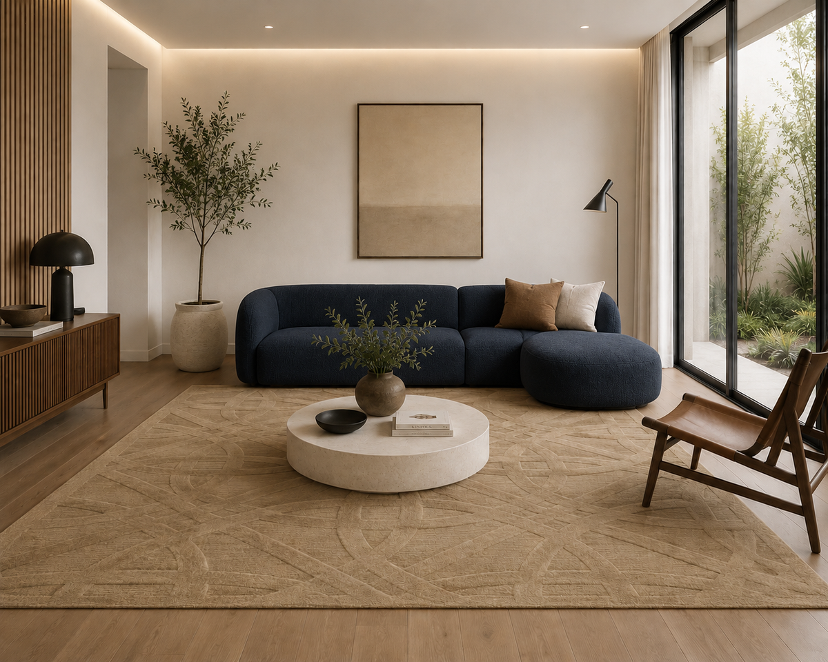 Sandweave Geometry - Handcrafter Wool Carpet