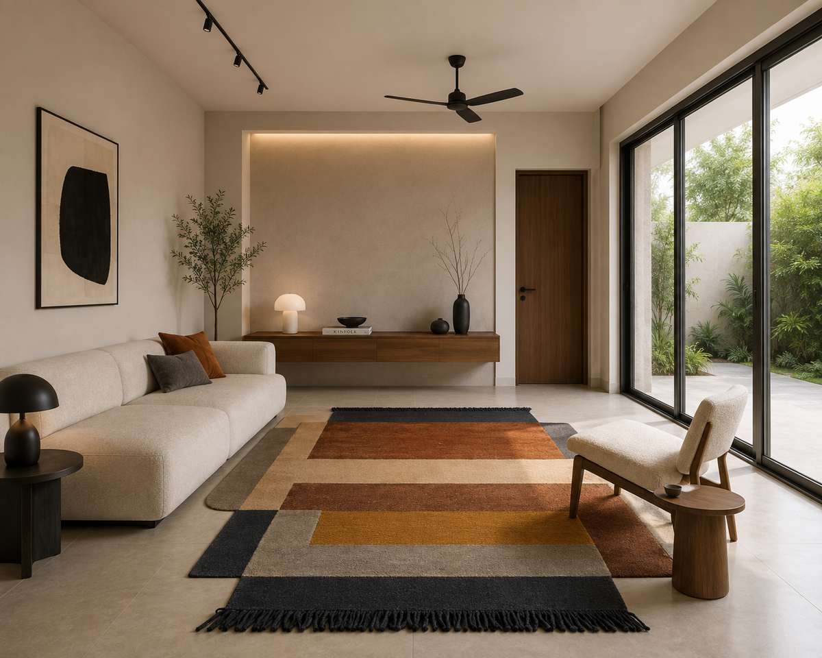 Earthbound Blocks - Handcrafted Wool Carpet