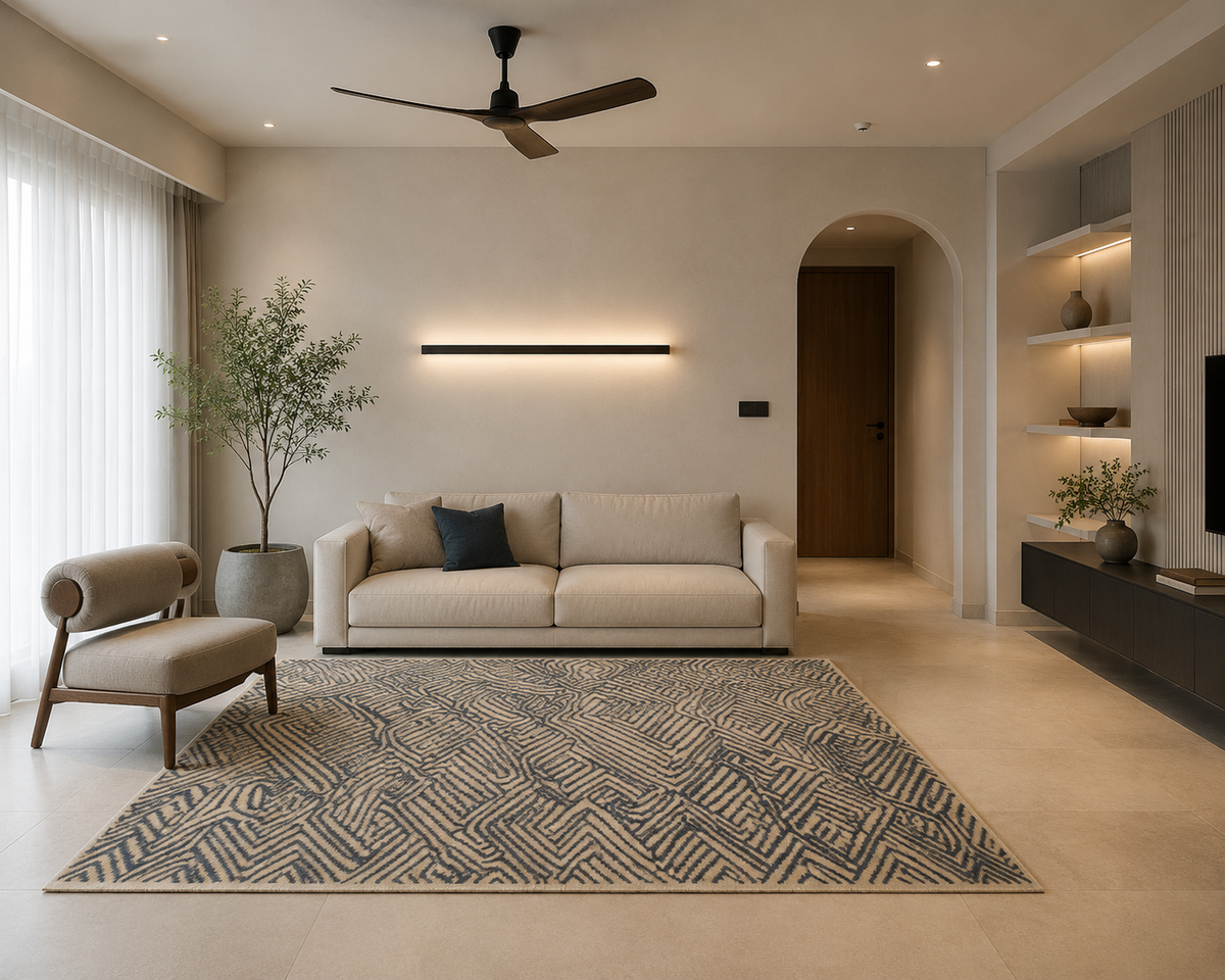 Indigo Maze - Handcrafted Wool Carpet