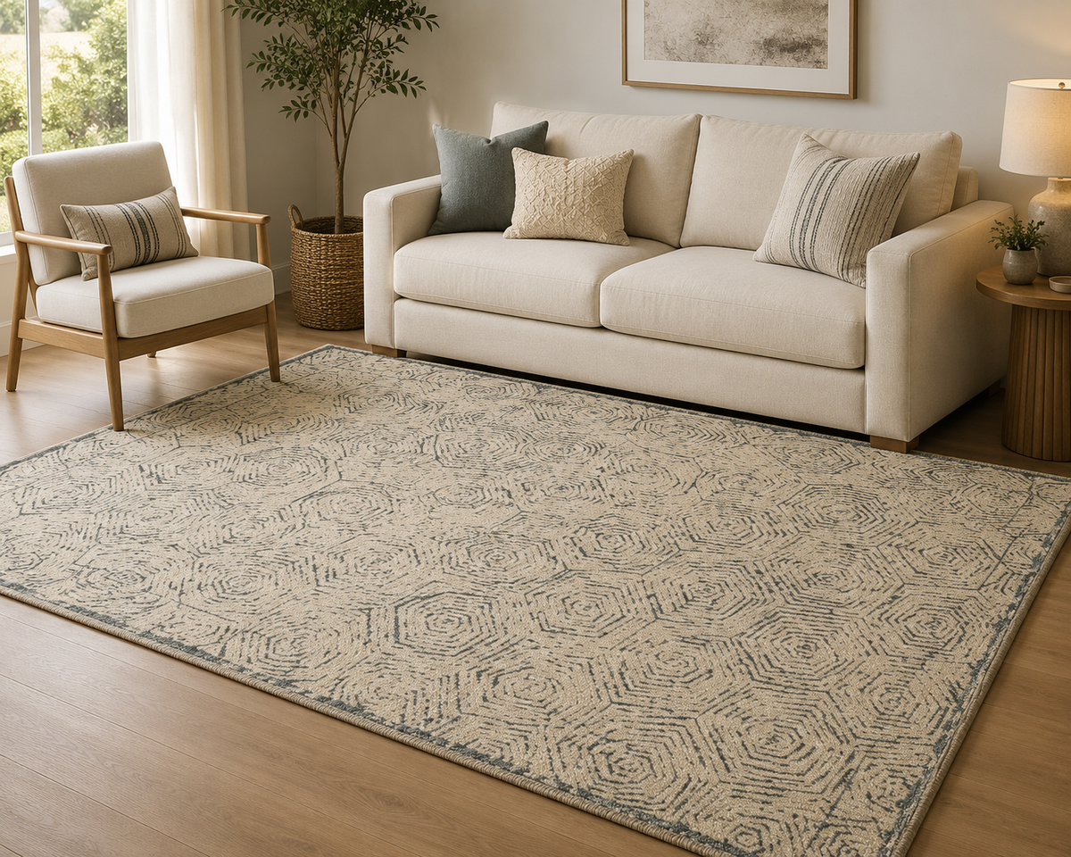 Slate Hexxa - Handcrafted Wool Carpet