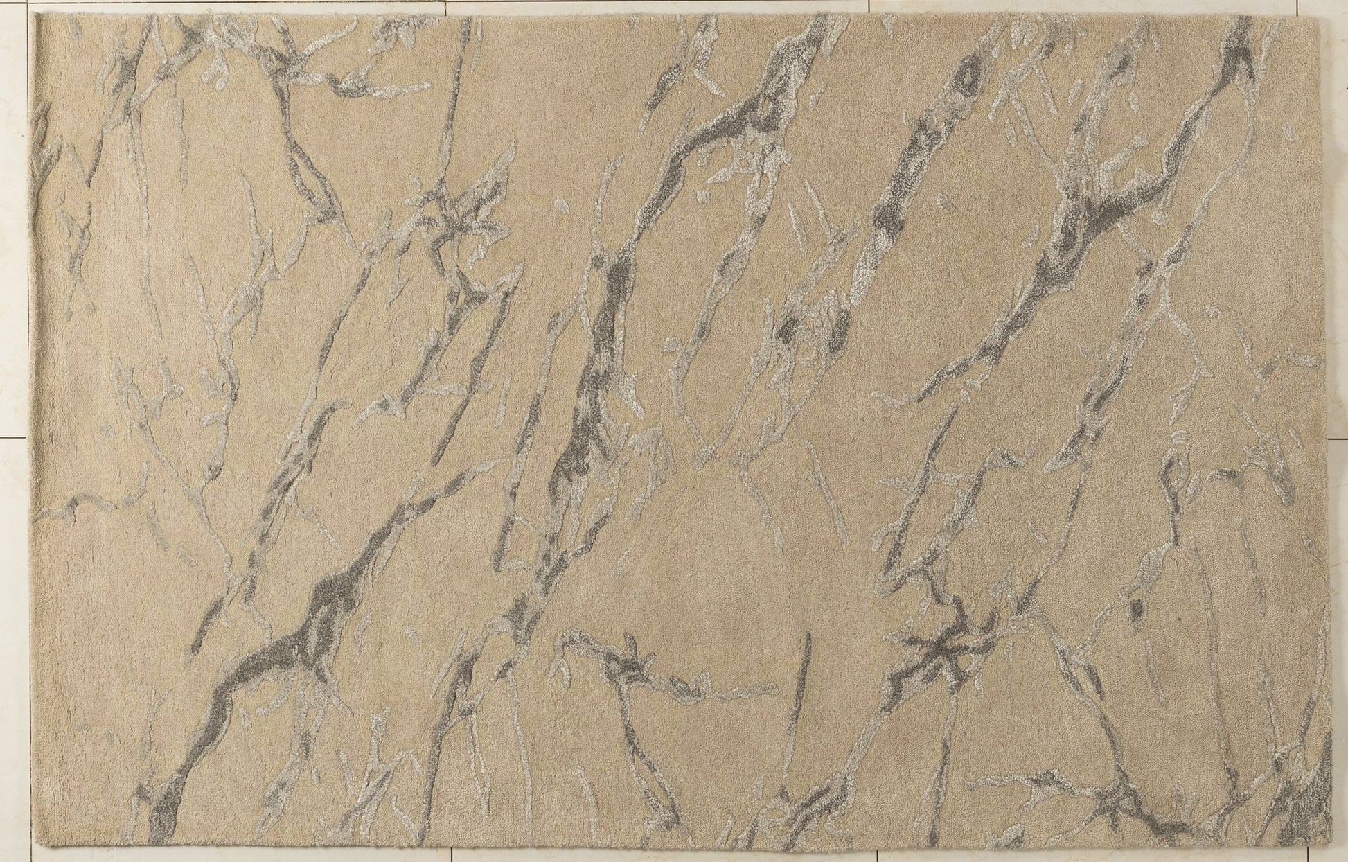 Beige Marble -  Handcrafted Wool Carpet - Wool - 7*5 ft