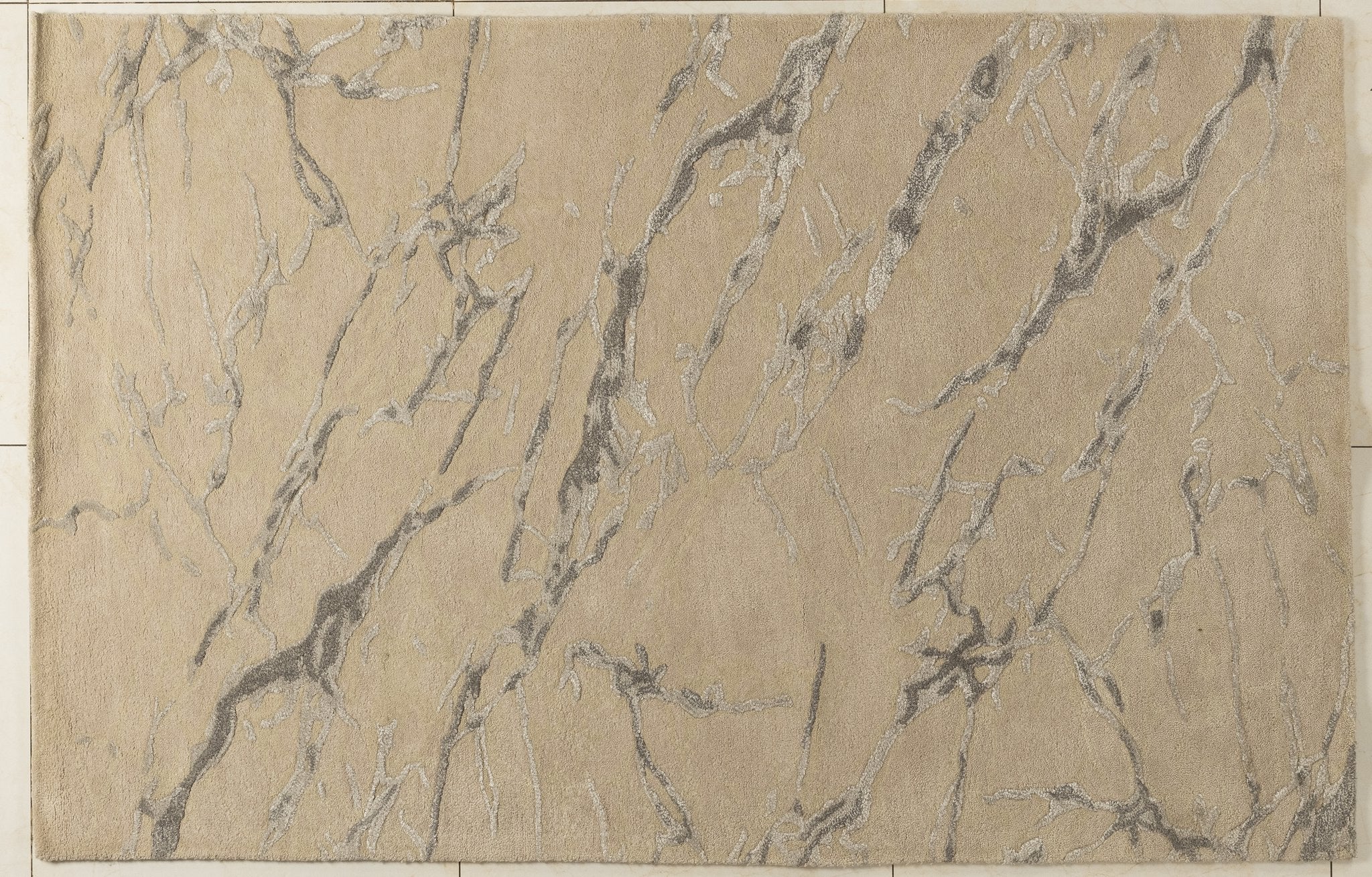 Beige Marble -  Handcrafted Wool Carpet - Wool - 7*5 ft