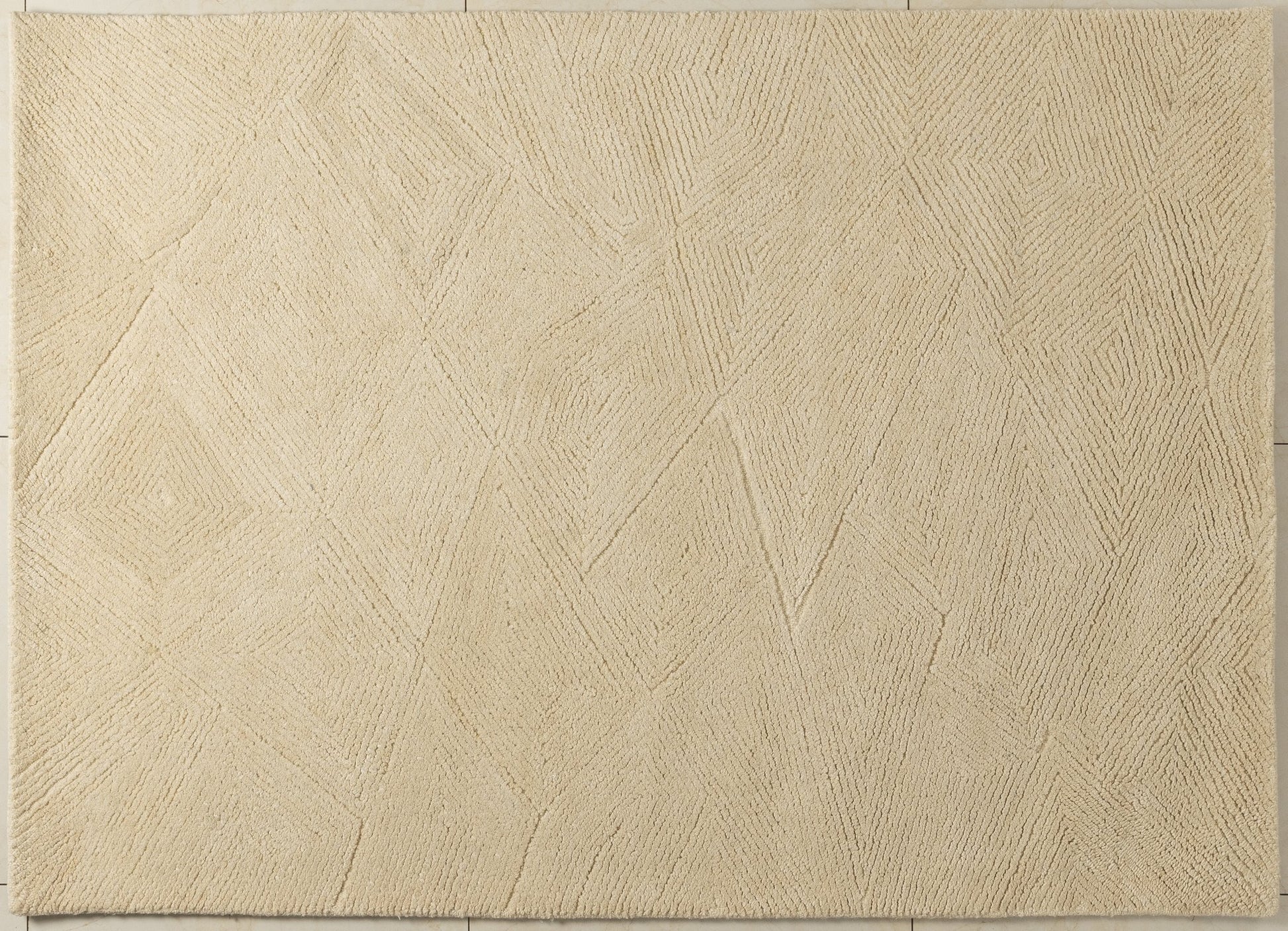 Beige Ripple -  Handcrafted Wool Carpet - Wool - 7*5 ft