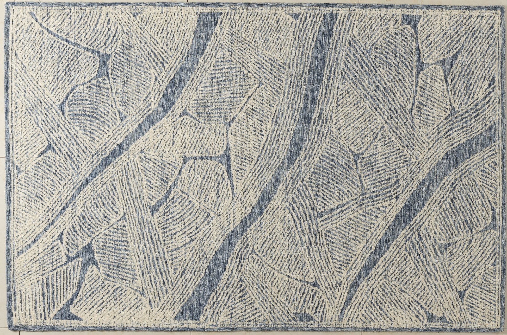 Blue Canopy – Textured Wool Carpet - 100% Wool - 8*5