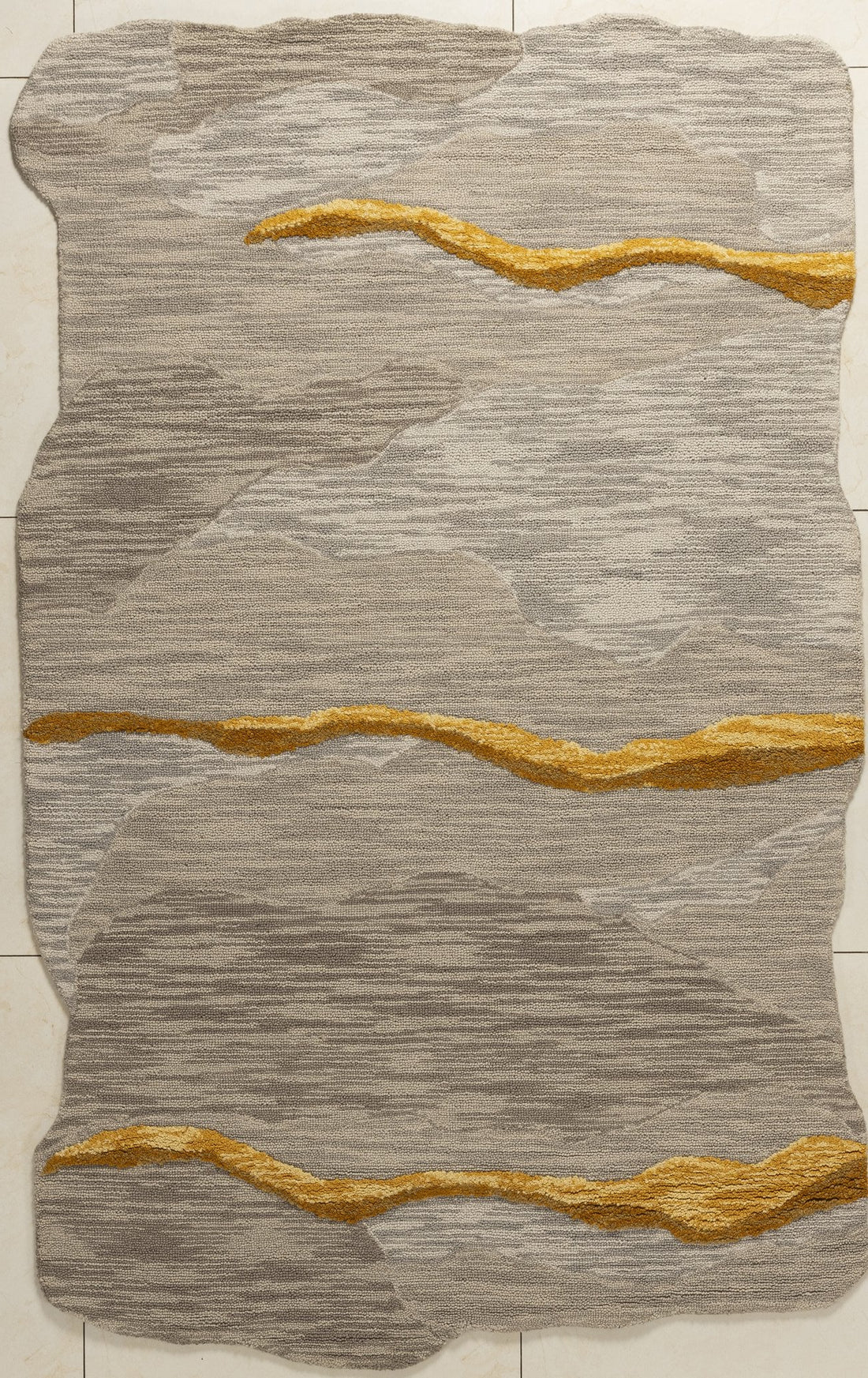 Golden Veins – Sculpted Wool Carpet - 100% Wool - 8*5