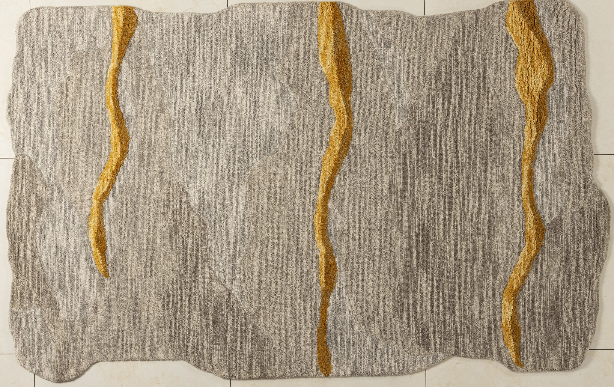 Golden Veins – Sculpted Wool Carpet - 100% Wool - 8*5