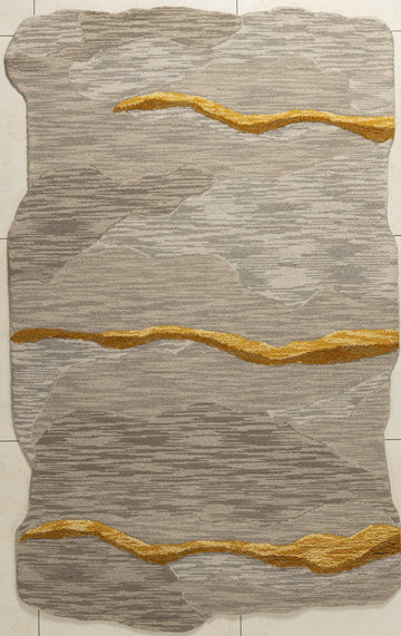 Golden Veins – Sculpted Wool Carpet - 100% Wool - 8*5